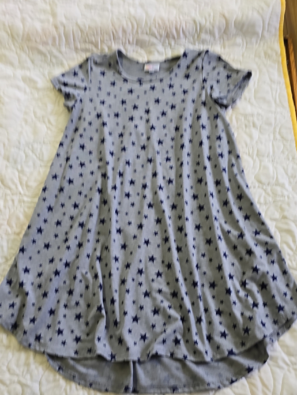 LuLaRoe Grey Dress with Navy Star Print